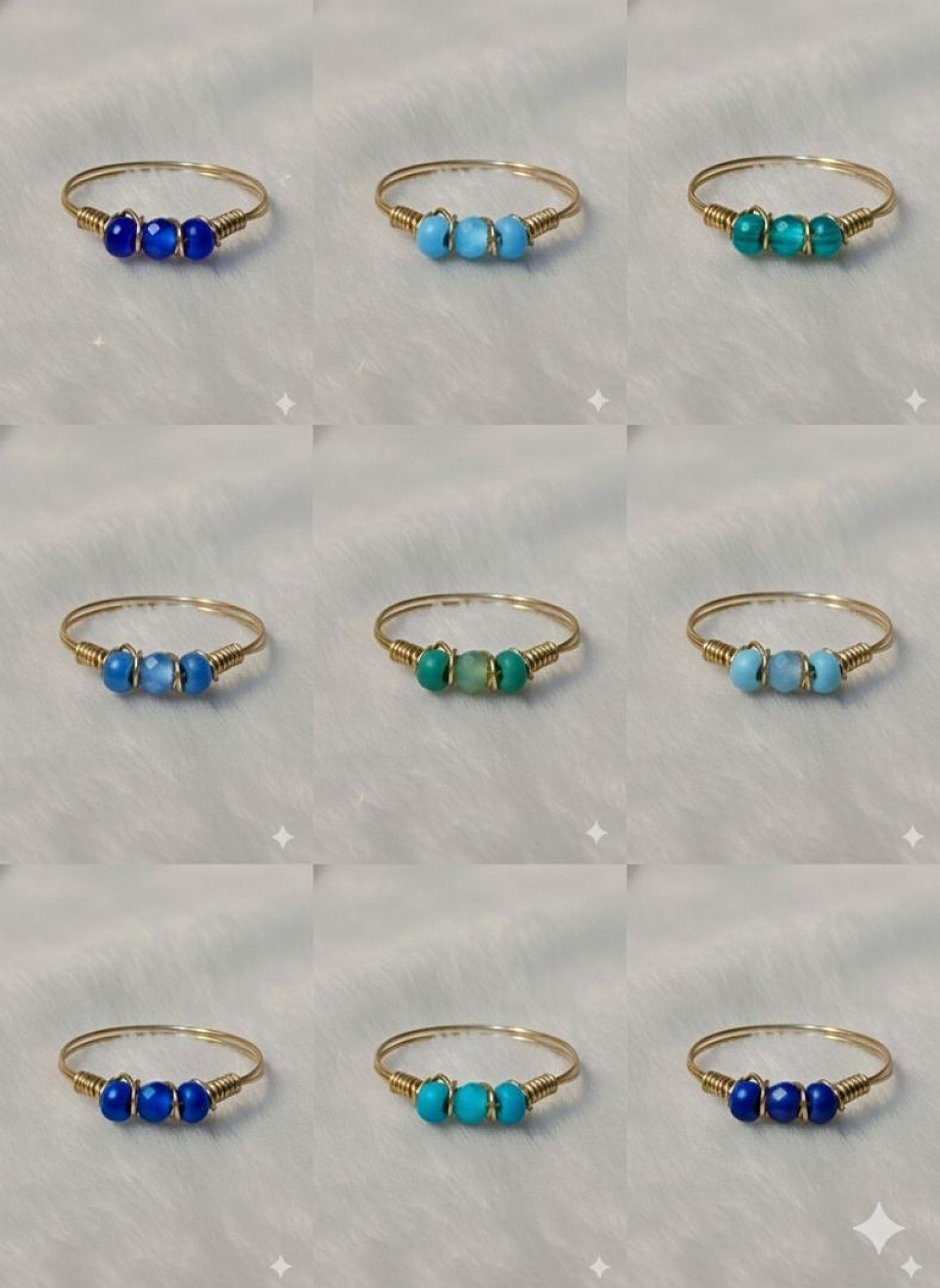 טבעת עדינה קריסטל ירוק וחרוזי מיוקי יפני-1061