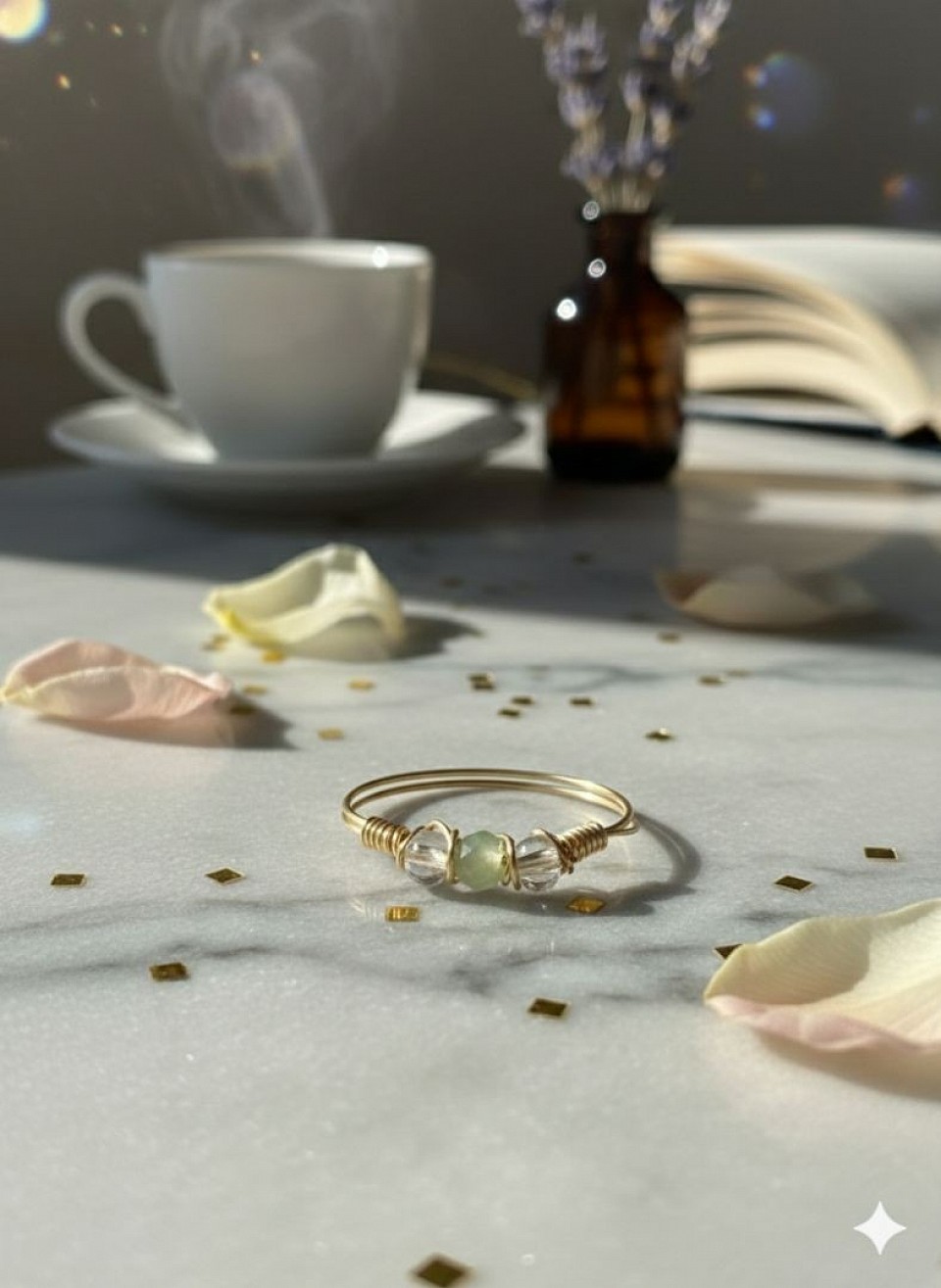 טבעות עדינות עם קריסטלים