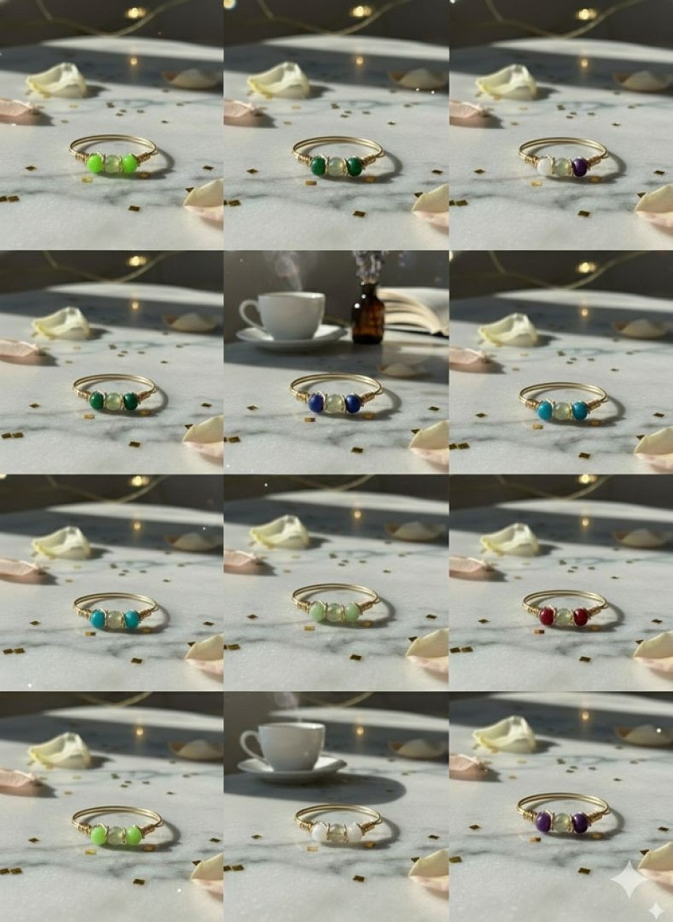 טבעות עדינות עם קריסטלים