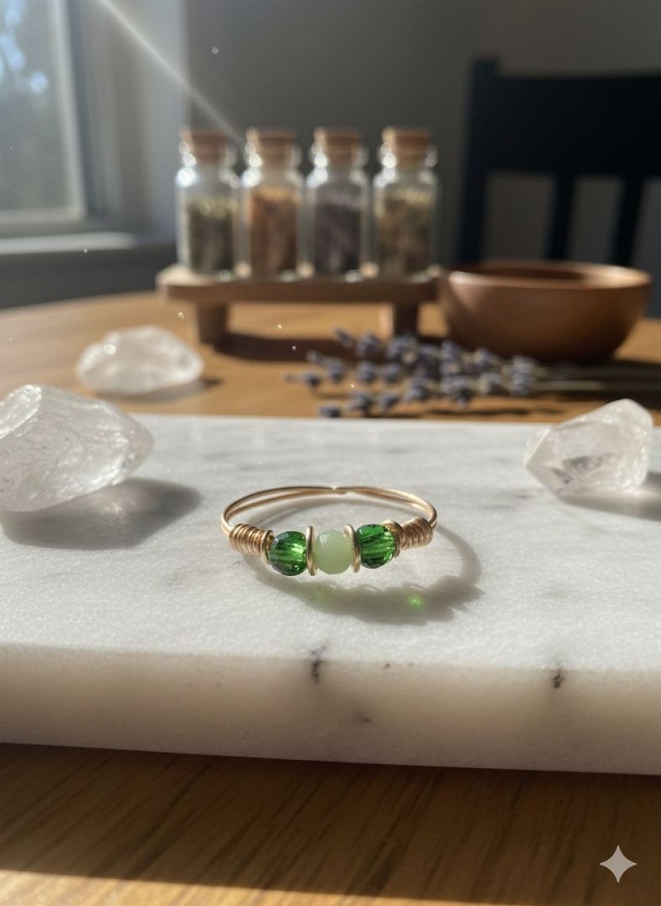 טבעות עדינות עם קריסטלים ואבני חן
