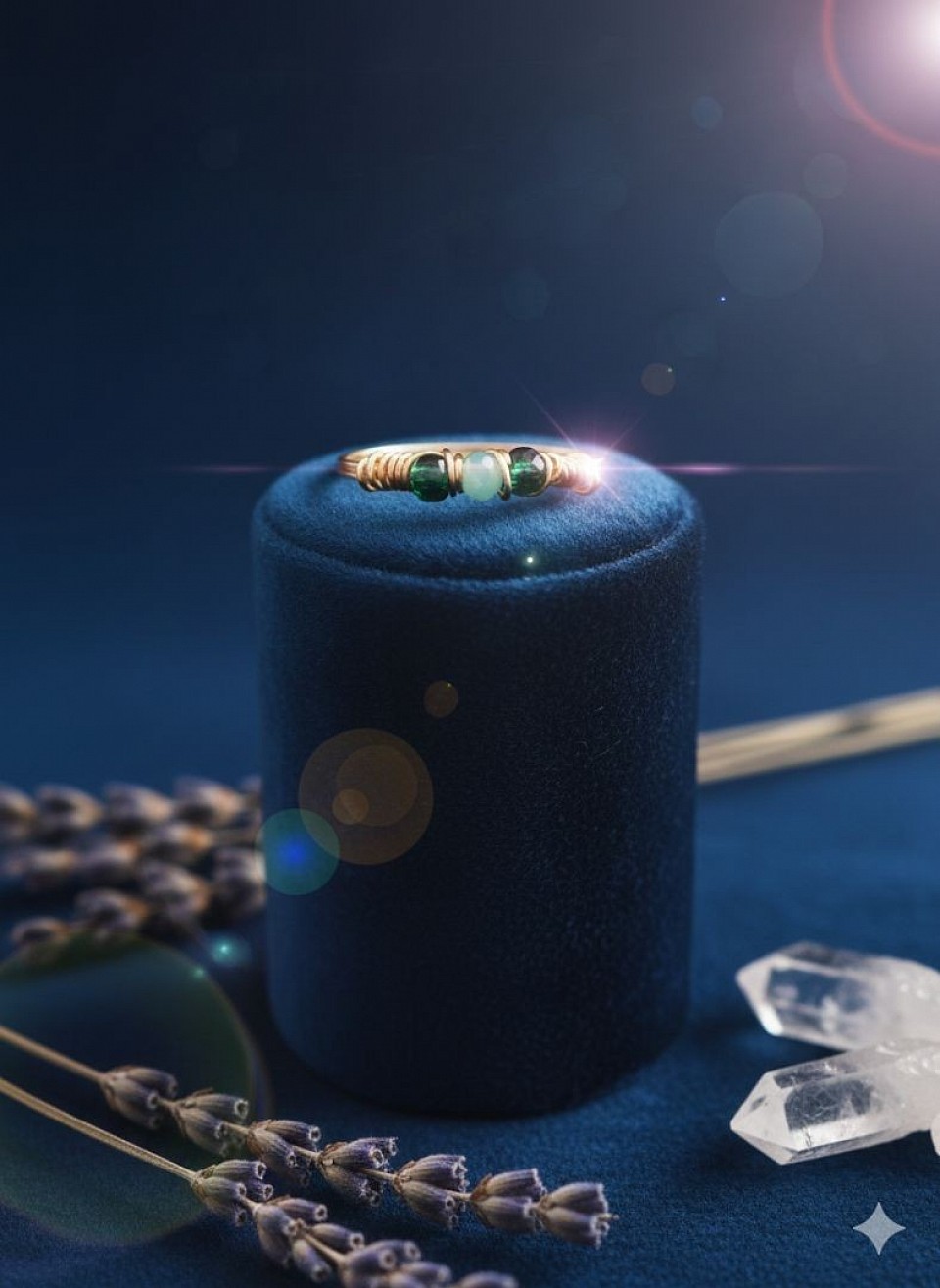 טבעות עדינות עם קריסטלים ואבני חן