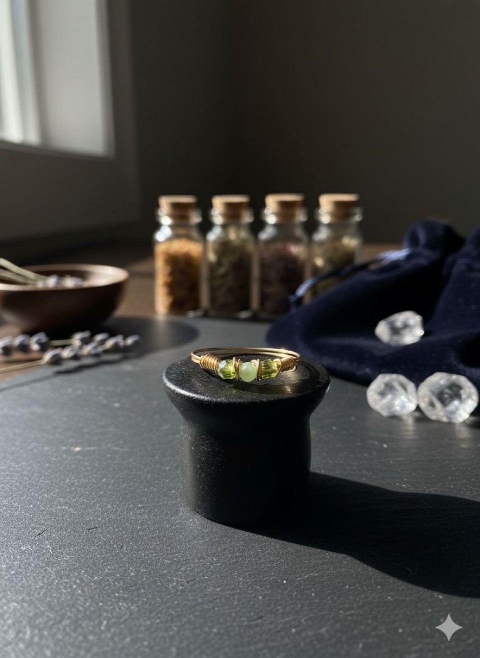 טבעות עדינות עם קריסטלים ואבני חן