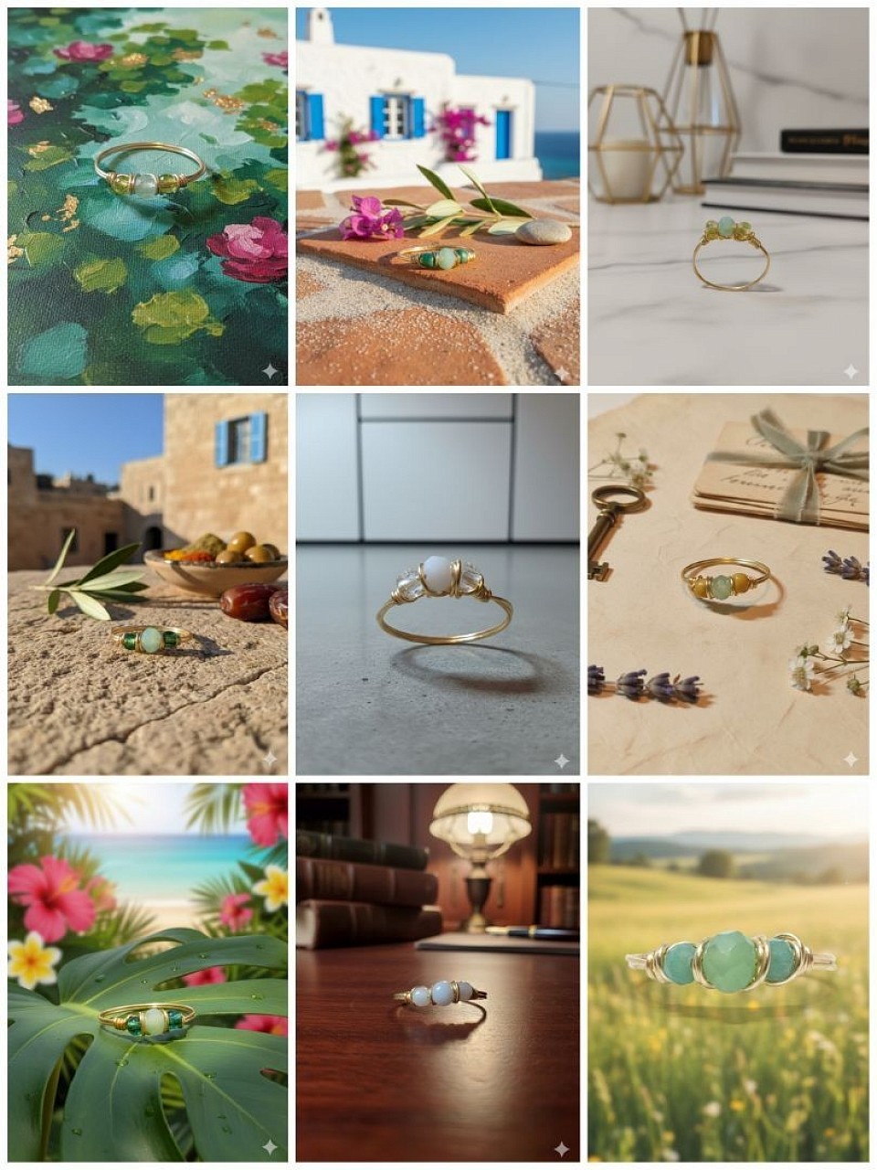 טבעות עדינות עם קריסטלים ואבני חן