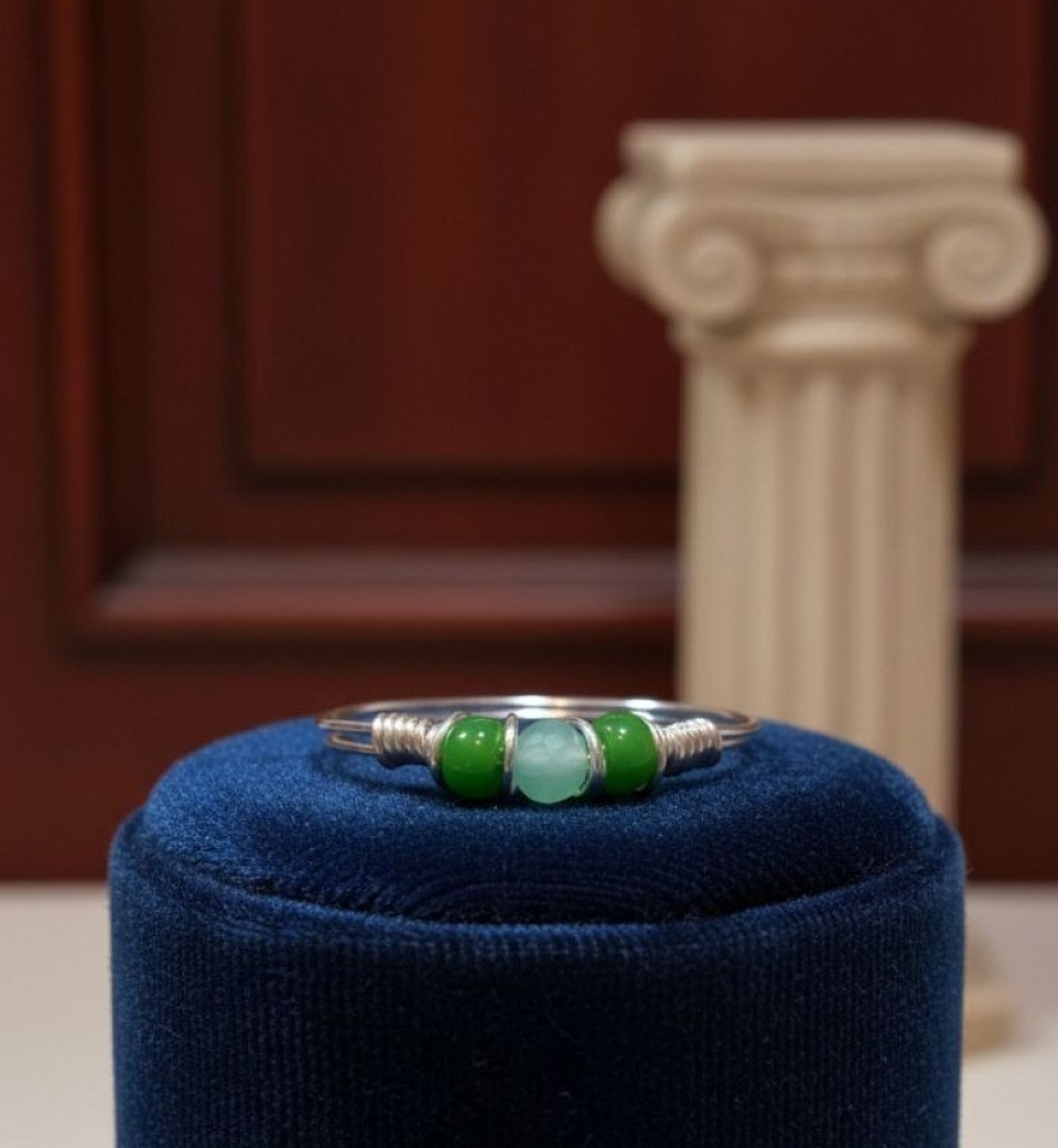 טבעות קריסטלים ואבני חן ירוק כחול בלו לגון